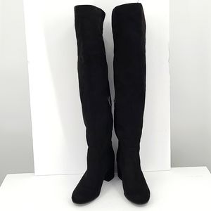Circus 7.5 black 24 in tall 2 in heel side zipper elastic back boots winter